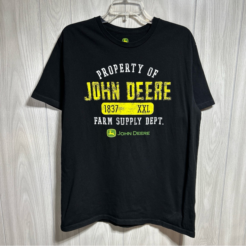John Deere Black Short Sleeve Shirt Size Large